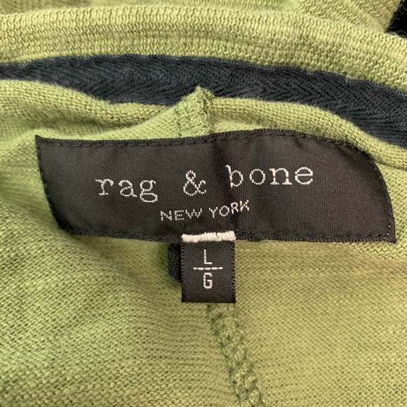 RAG & BONE Olive Textured Cotton Crew-Neck T-shirt - Picture 4 of 5